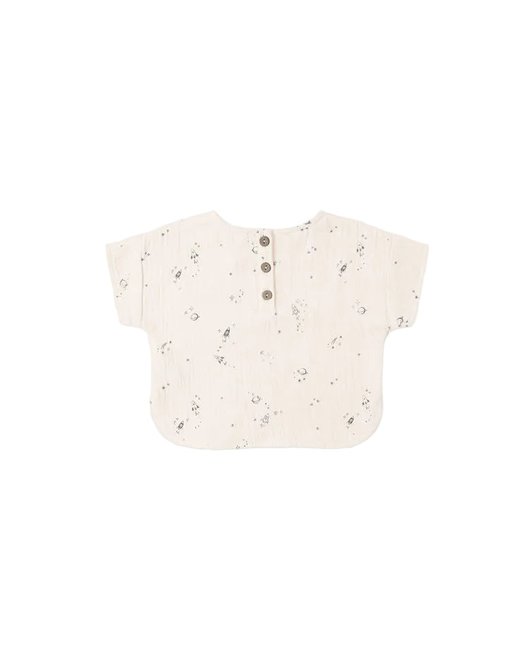 Quincy Mae Woven Boxy Top Space