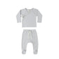 Quincy Mae Wrap Top + Footed Pant Set Sky