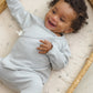 Quincy Mae Wrap Top + Footed Pant Set Sky