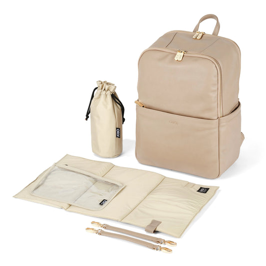 OiOi Multitasker Nappy Backpack Oat Vegan Leather