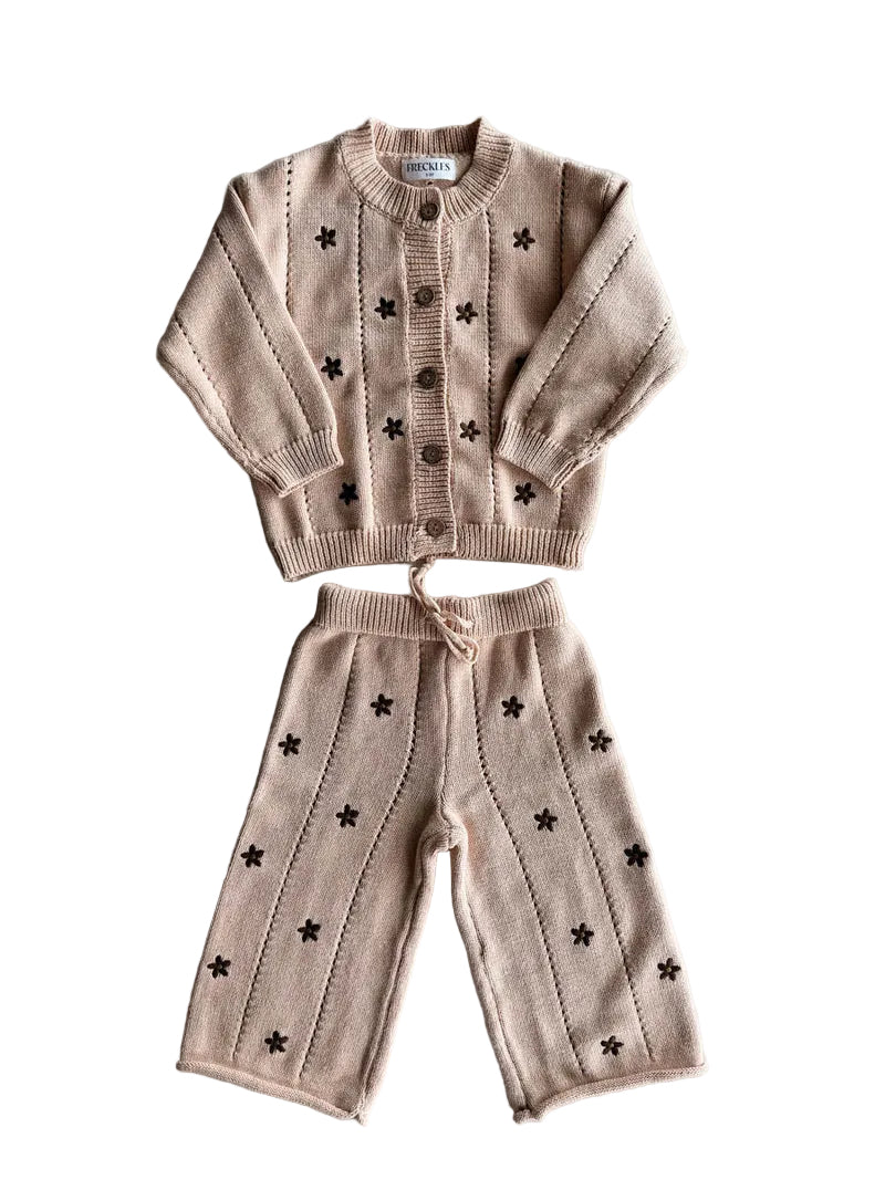 Freckles The Label Cotton Knit Set Embroidery Brown Daisy