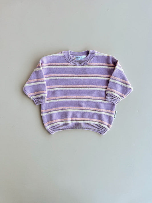 Freckles The Label Raised Stripe Knit Set Aster / Sweetpea / Snow