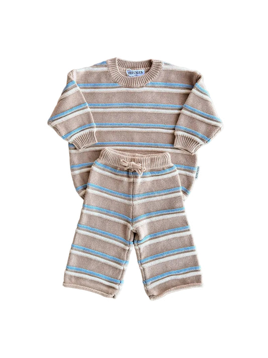Freckles The Label Raised Stripe Knit Set Oat / Arctic / Snow