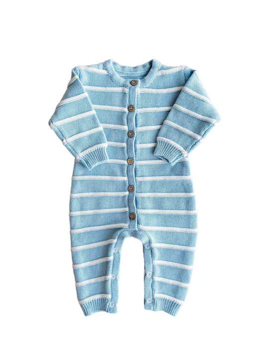 Freckles The Label Raised Stripe Full Romper Arctic