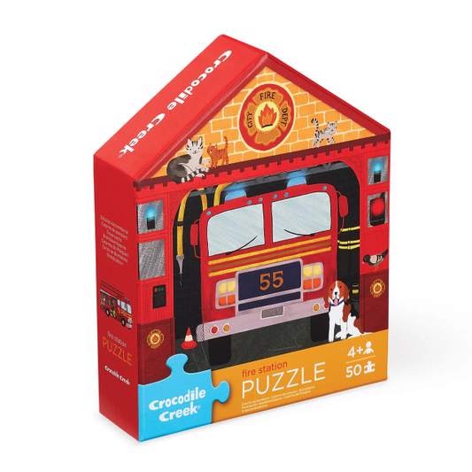 Crocodile Creek Flat House Puzzle 50 pc Fire Station