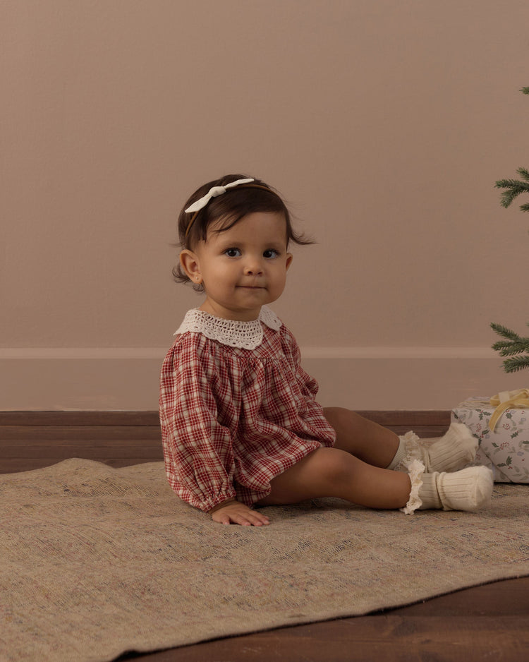 Rylee + Cru Heidi Romper Vintage Plaid Ruby