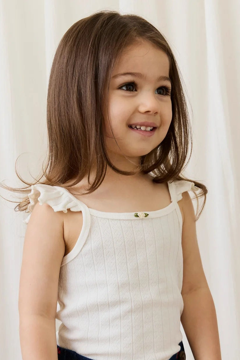 Jamie Kay Organic Cotton Josephine Singlet Sweet Heart Pointelle Parchment