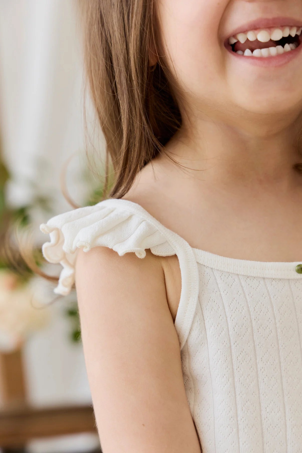 Jamie Kay Organic Cotton Josephine Singlet Sweet Heart Pointelle Parchment