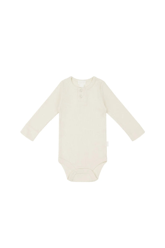 Jamie Kay Organic Cotton Modal Long Sleeve Bodysuit Parchment