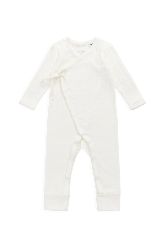 Jamie Kay Organic Cotton Estelle Onepiece Sweet Heart Pointelle Parchment