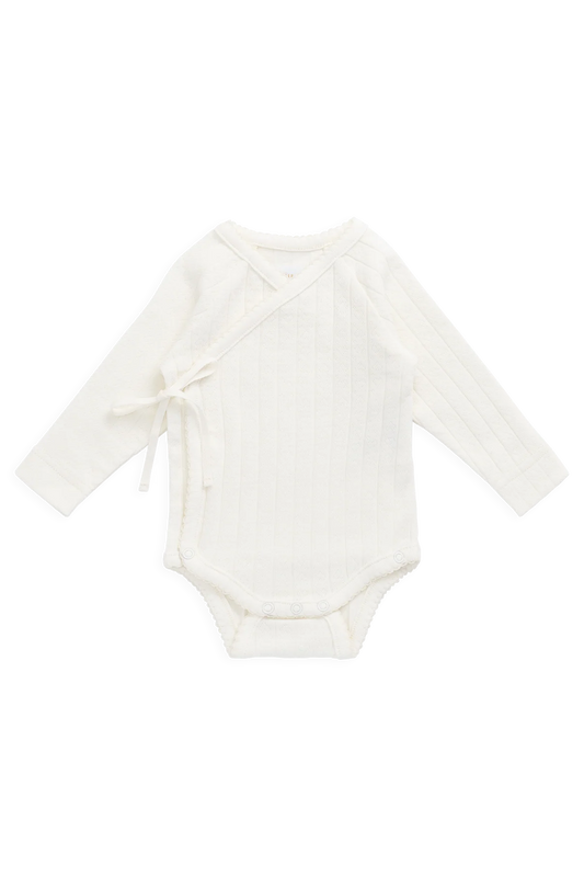 Jamie Kay Organic Cotton Marina Bodysuit Sweet Heart Pointelle Parchment