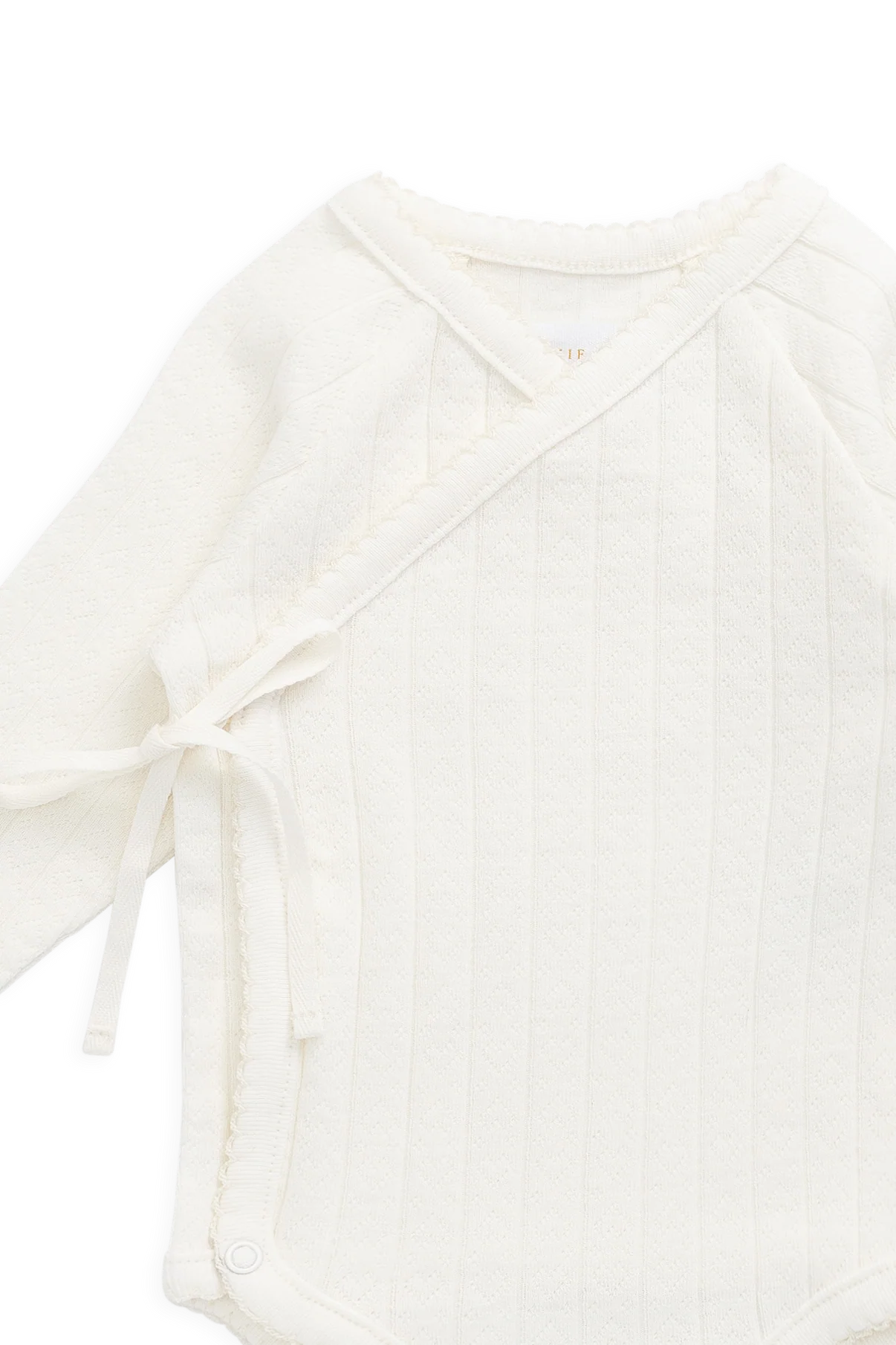 Jamie Kay Organic Cotton Marina Bodysuit Sweet Heart Pointelle Parchment