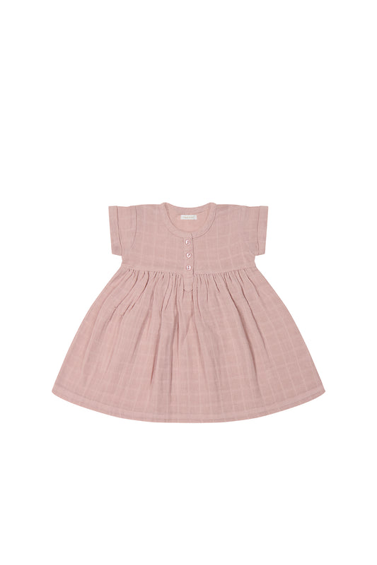 Jamie Kay Organic Cotton Muslin Short Sleeve Dress Powder Pink