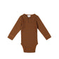 Jamie Kay Organic Cotton Modal Long Sleeve Bodysuit Narrow Stripe Ginger