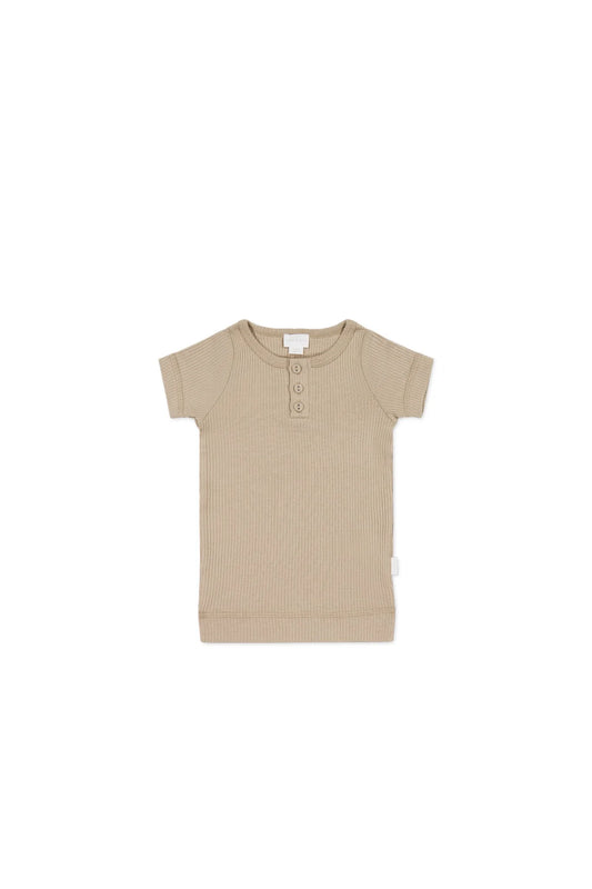 Jamie Kay Organic Cotton Modal Henley Tee Fawn