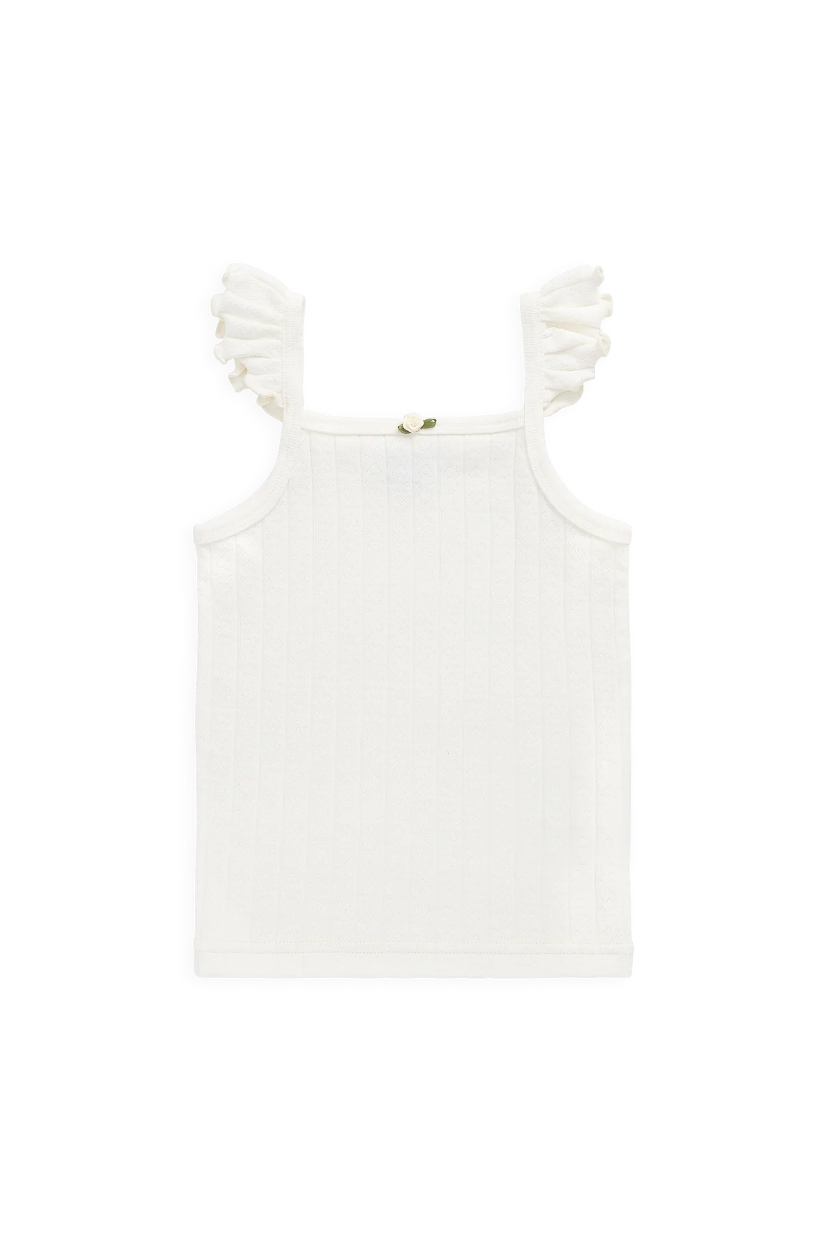 Jamie Kay Organic Cotton Josephine Singlet Sweet Heart Pointelle Parchment