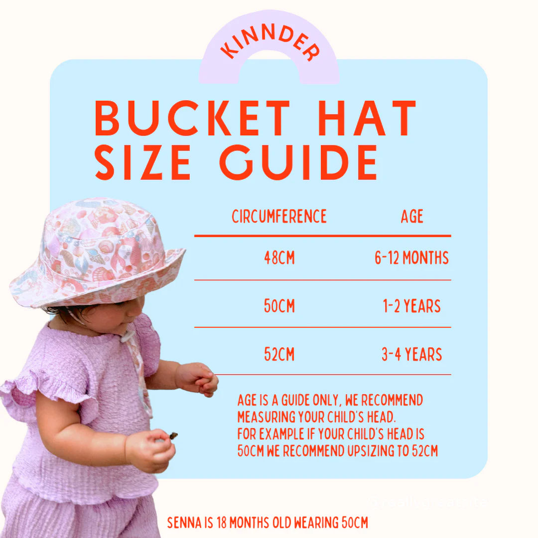 Kinnder Kids Wide Brim Cotton Bucket Hat Mermaid