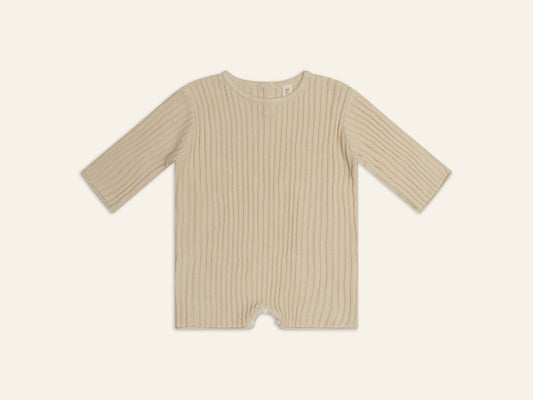 Illoura The Label Essential Knit Long Sleeve Romper Biscuit
