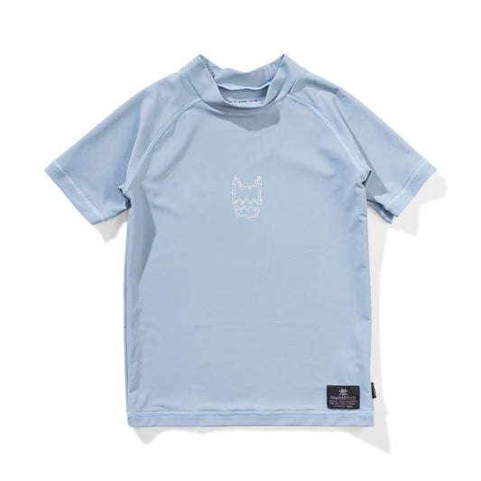 Munster Kids Logo Shortsleeve Rash Shirt Mid Blue