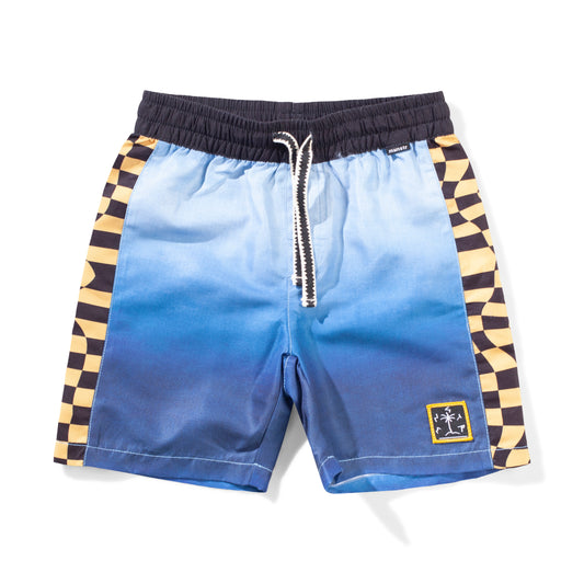 Munster Kids Wrapdyecheck Boardshort Blue Grad