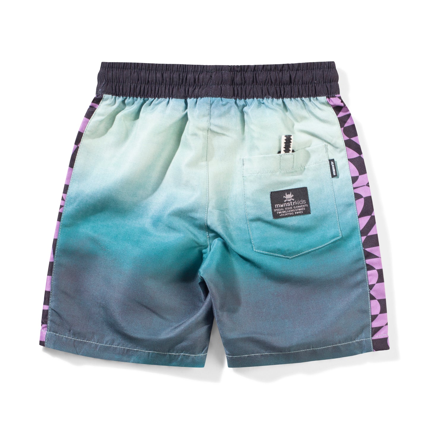 Munster Kids Wrapdyecheck Boardshort Teal Grad