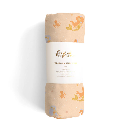 Fox & Fallow Organic Muslin Wrap Swaddle Mermaids