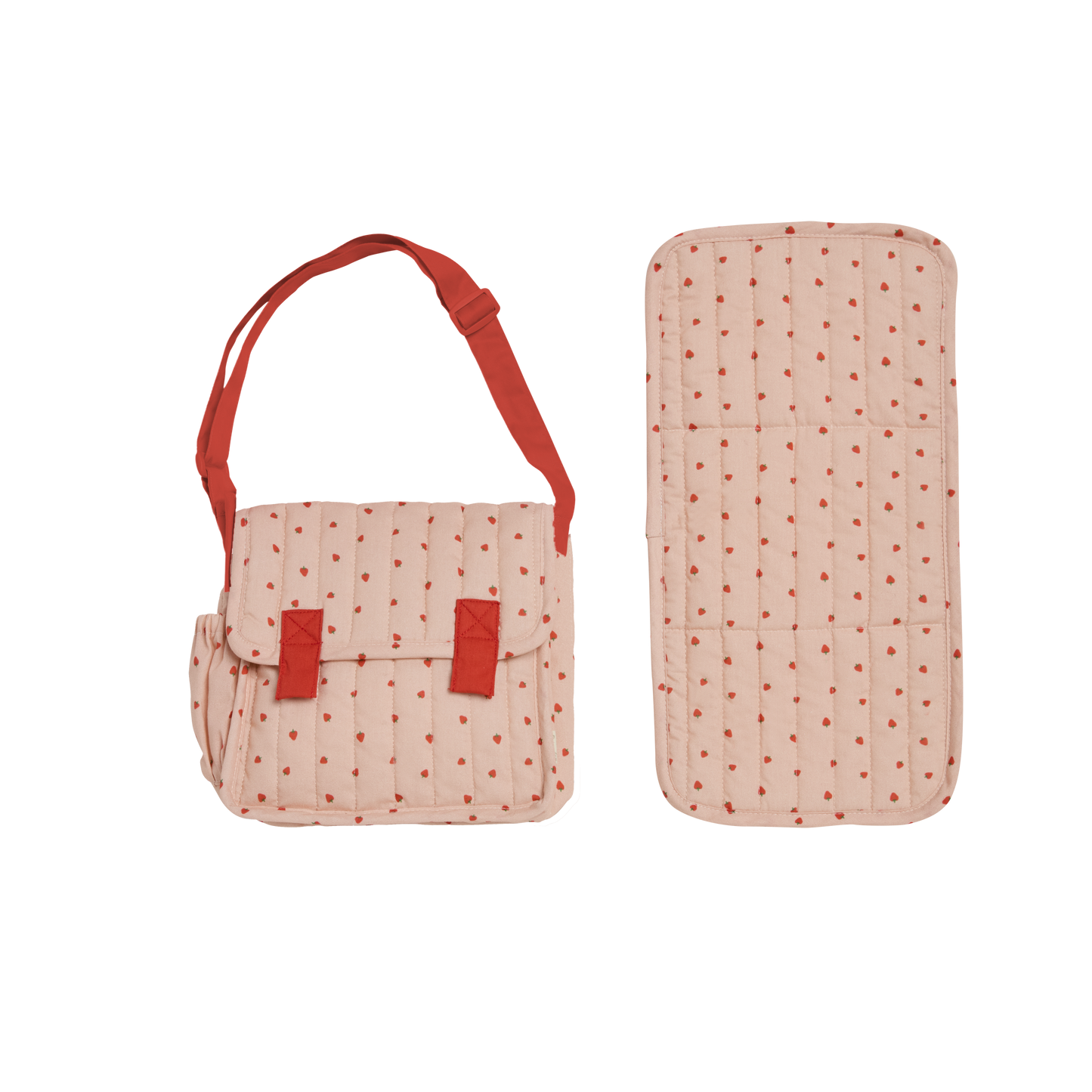 Olli Ella Carrie Convertible Changing Bag and Mat Strawberry