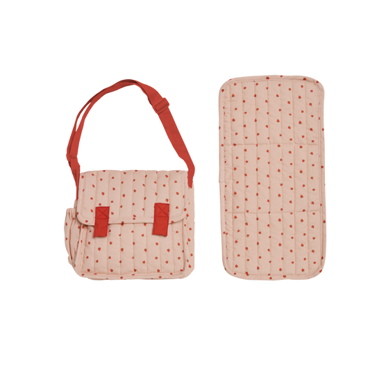 Olli Ella Carrie Convertible Changing Bag and Mat Strawberry