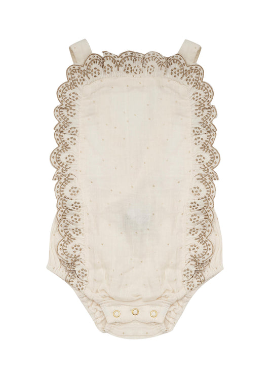 Bella and Lace Pa Rum Pum Pum Romper White Christmas