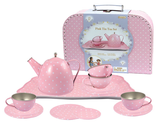 Kaper Kidz Pink Tin Tea Set in Suitcase