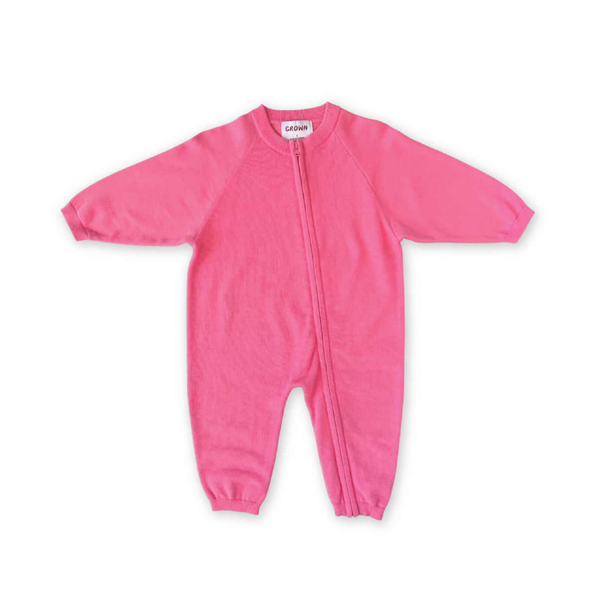 Grown Organic Knit Zipper Starsuit - Bright Sorbet