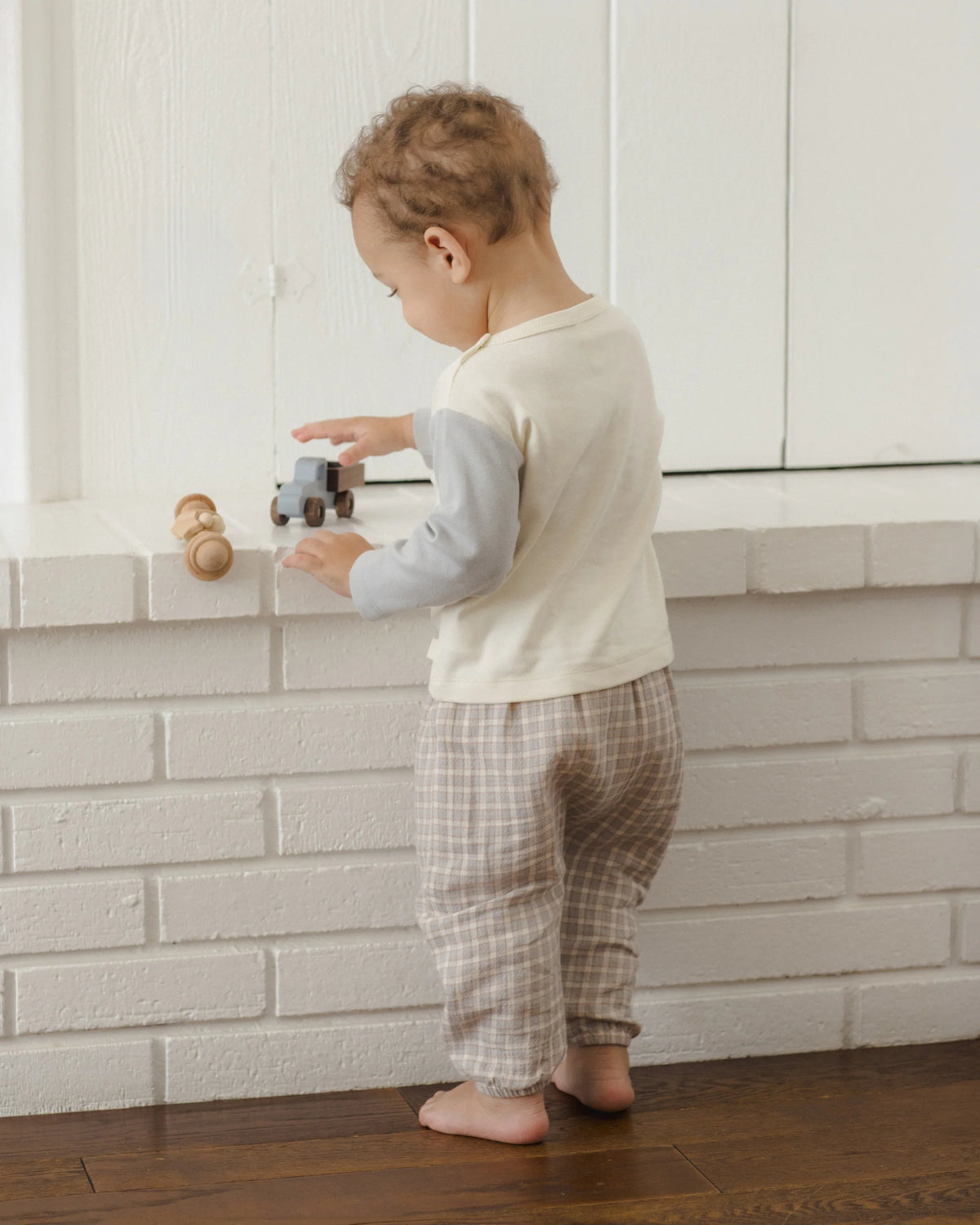 Quincy Mae Woven Pant Gingham Cloud