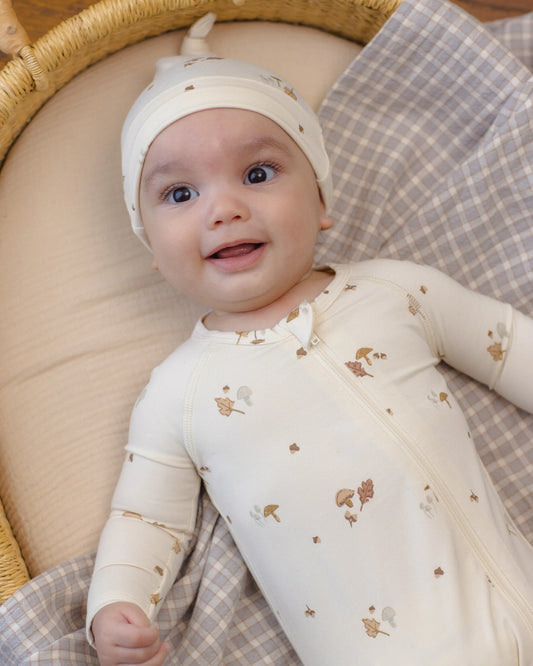 Quincy Mae Bamboo Zip Footie Woodland Natural