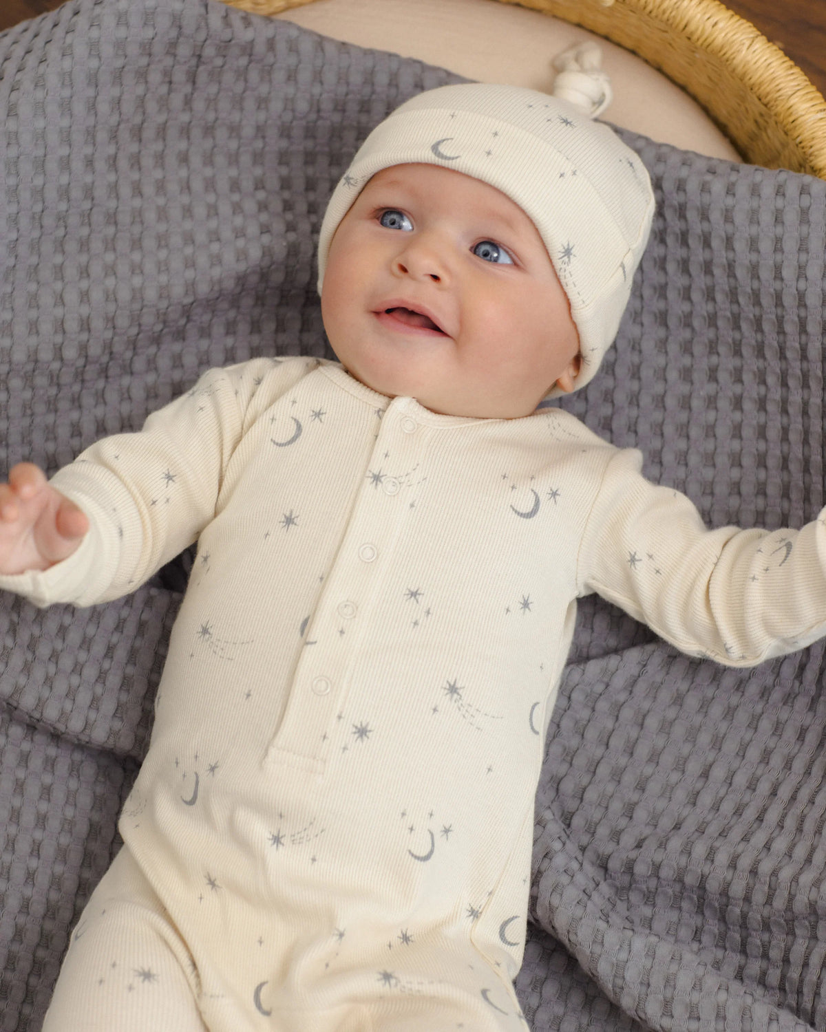 Quincy Mae Ribbed Baby Jumpsuit Celestial