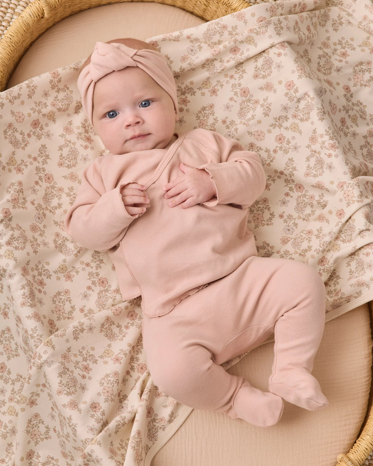 Quincy Mae Wrap Top + Footed Pant Set Dusty Rose
