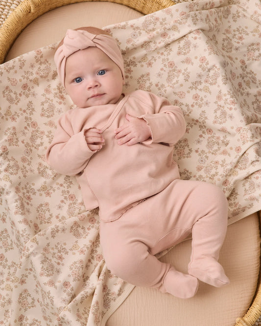 Quincy Mae Wrap Top + Footed Pant Set Dusty Rose