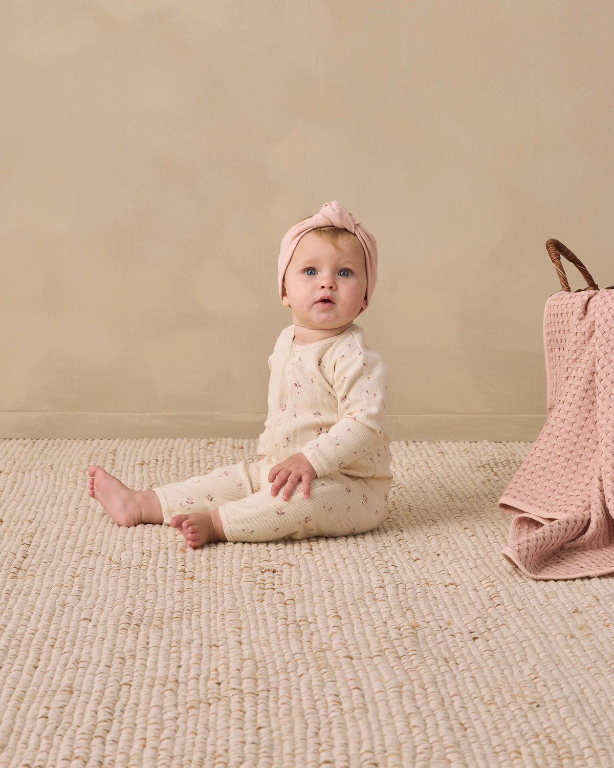 Quincy Mae Ribbed Baby Jumpsuit Fall Ditsy
