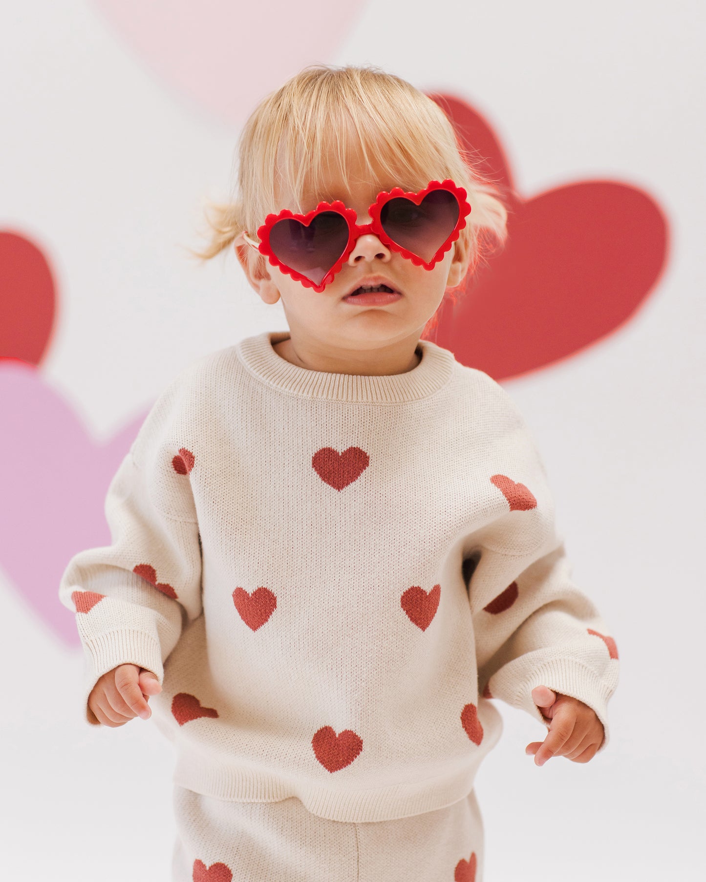 Quincy Mae Heart Knit Sweater Ivory