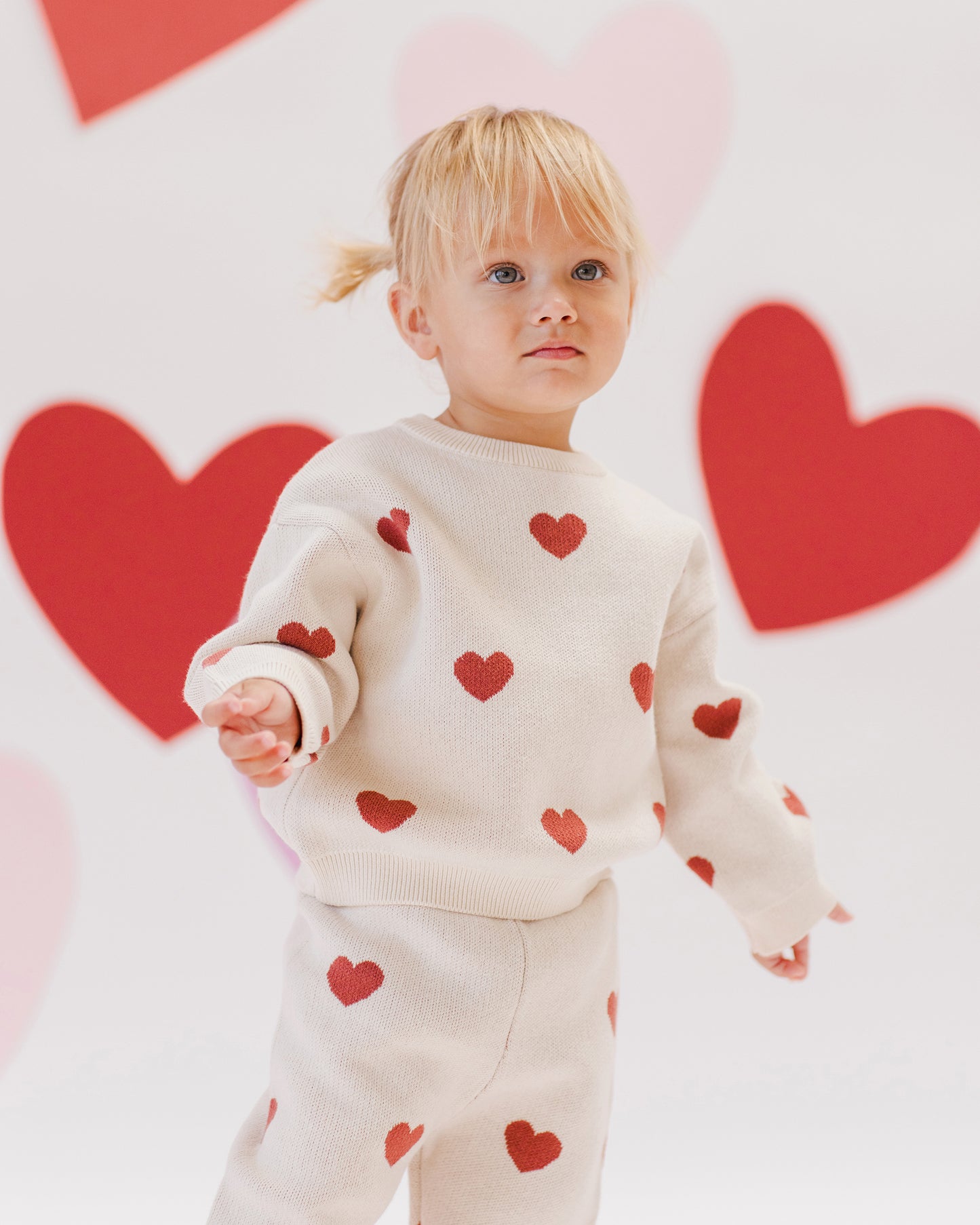 Quincy Mae Heart Knit Pants Ivory