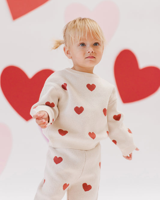 Quincy Mae Heart Knit Sweater Ivory