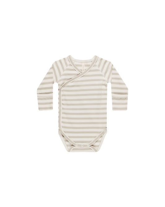 Quincy Mae Side Snap Bodysuit Grey Stripe