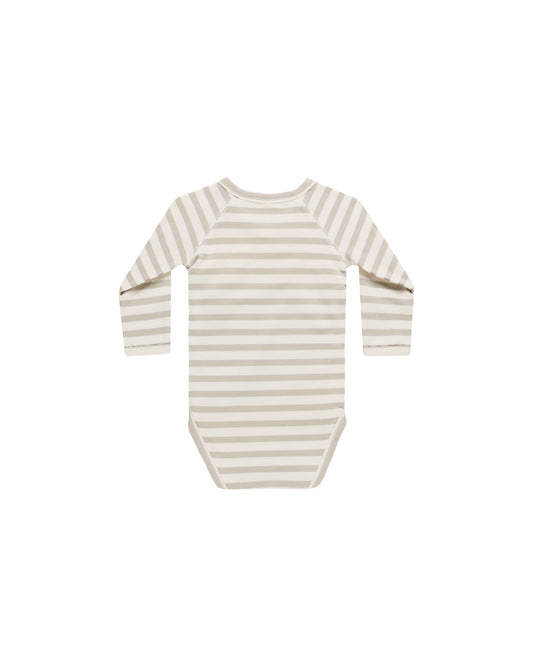 Quincy Mae Side Snap Bodysuit Grey Stripe