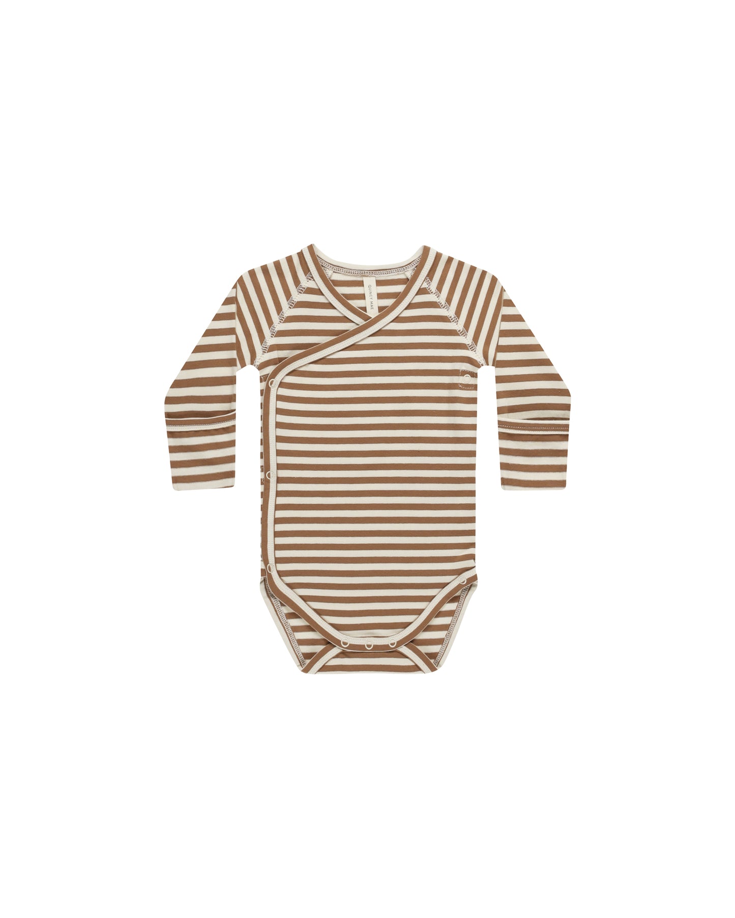 Quincy Mae Side Snap Bodysuit Cinnamon Stripe