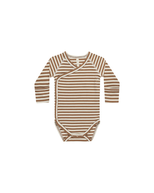 Quincy Mae Side Snap Bodysuit Cinnamon Stripe