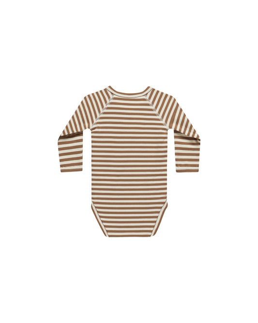 Quincy Mae Side Snap Bodysuit Cinnamon Stripe