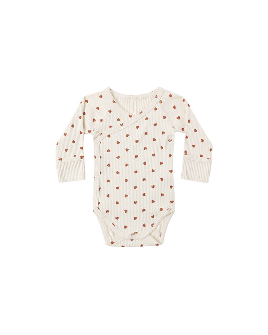Quincy Mae Side Snap Bodysuit Red Hearts