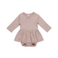 Quincy Mae Pointelle Skirted Body Suit Mauve