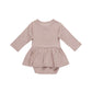 Quincy Mae Pointelle Skirted Body Suit Mauve