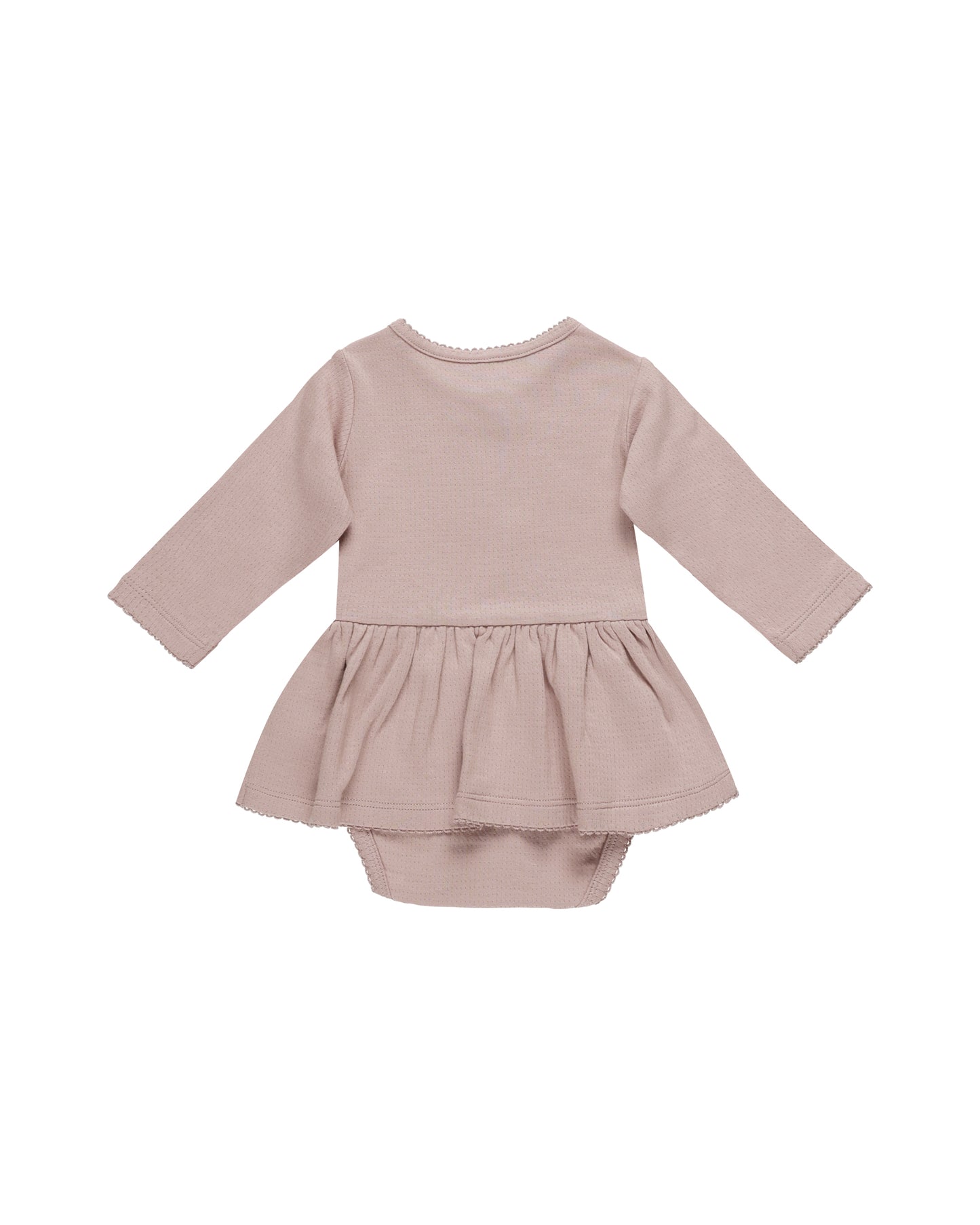 Quincy Mae Pointelle Skirted Body Suit Mauve