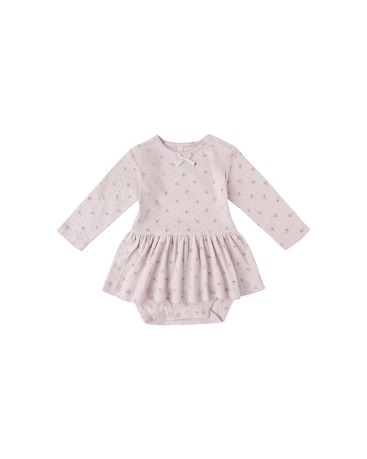 Quincy Mae Pointelle Skirted Bodysuit Lilac Ditsy